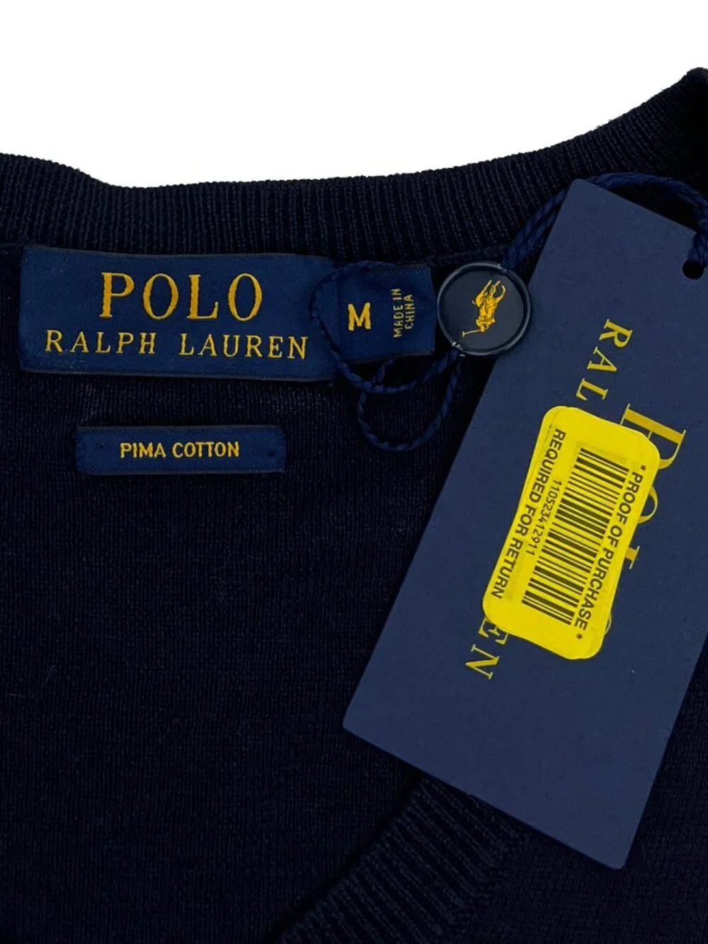 Polo Ralph Lauren NEW NWT Blue Cotton V-neck Lightweight Sweater Shirt Mens M